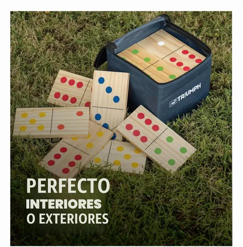 Vista 2 de Triumph Sports Juego de dominó de 28 piezas de madera para exteriores