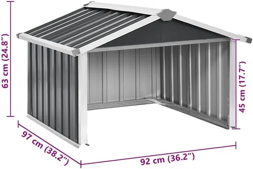 Vista 3 de vidaXL Cobertizo de cortacésped robot de jardín 36.2"x38.2"x24.8" acero