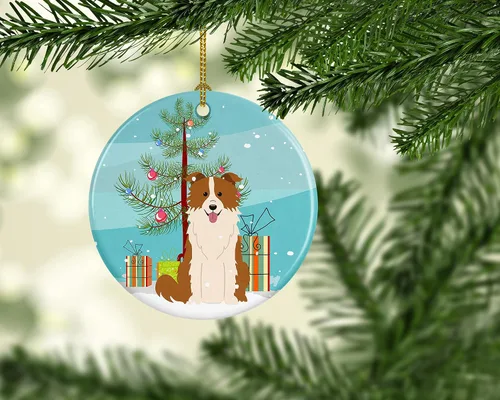 Vista 2 de Caroline's Treasures Adorno de cerámica roja y blanca para árbol de Navidad, decoración colgante para el hogar, Navidad, fiestas, regalo, 3