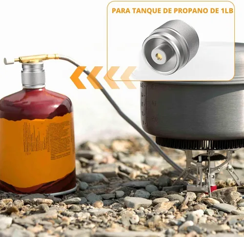 Vista 5 de 2 adaptadores de estufa de campamento, adaptador de recipiente de GLP, entrada de tanque de propano de 1 libra, EN417, adaptador de salida