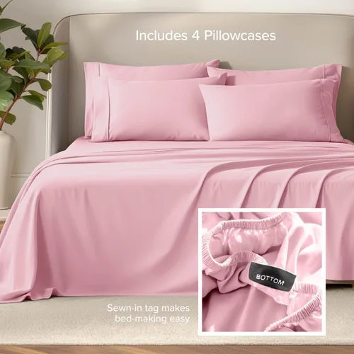 Vista 119 de Bare Home Sheet Set 1800 Ultra-Soft with 2 Pillowcases (Twin XL, Dark Blue)