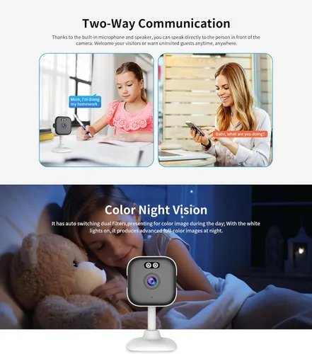 Vista 7 de EVERSECU Cámara WiFi con cable de 5 Ghz 2K, cámaras de seguridad para el hogar de interiores para bebé/anciano/perro/mascota con aplicación