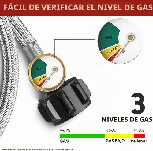 Vista 4 de GasXpert Pros - Adaptador de manguera de propano de 6 pies de 1 libra a 20 libras con manómetro, línea de gas de tanque LP, convertidor de tanque