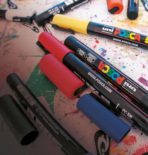 Vista 7 de 8 marcadores posca 5M, bolígrafos posca para suministros de arte, suministros escolares, arte rupestre, pintura de tela, marcadores de tela