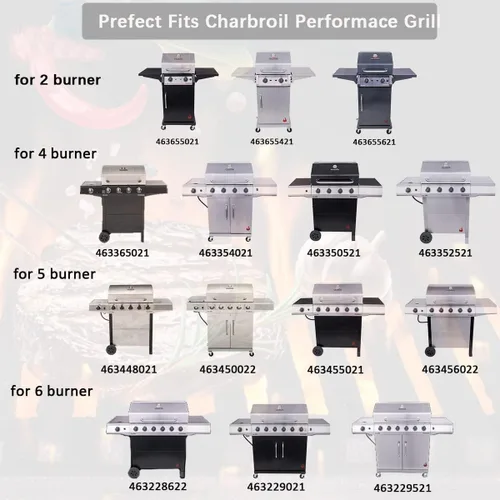 Vista 2 de Piezas de repuesto para parrilla Charbroil Performance 4 quemadores 463366022 463365021 463365522 463352521, 5 quemadores 463448021, G325-0002-W1