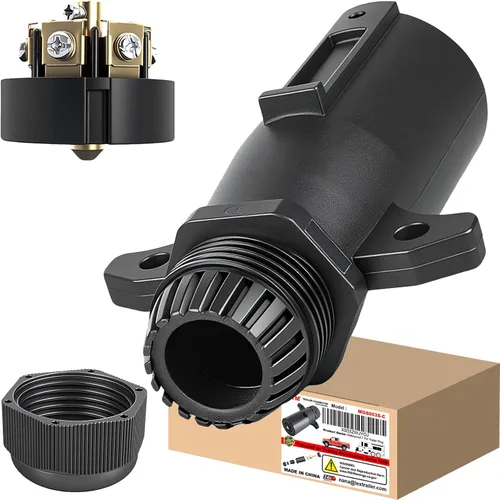 Vista 9 de Enchufe de remolque de 7 pines con sello impermeable, conector de 7 vías lateral del remolque, enchufe de arnés de cableado redondo de 7 vías