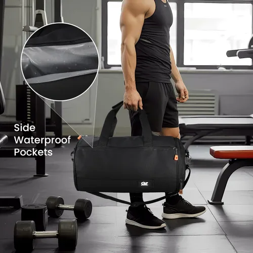 Vista 3 de C&F BOGMOST Bolsa de viaje pequeña, bolsa deportiva compacta para gimnasio con compartimento para zapatos, bolsa de lona ligera para hombres