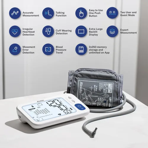 Vista 5 de Alcedo Monitor de presión arterial Bluetooth para uso doméstico, máquina inteligente precisa de presión arterial superior con puño de amplio rango