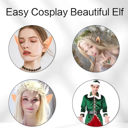 Vista 7 de Orejas de elfo, 2 pares de orejas de elfo, orejas de hada, orejas puntiagudas, orejas de hadas para mujer, disfraz de fiesta, accesorios