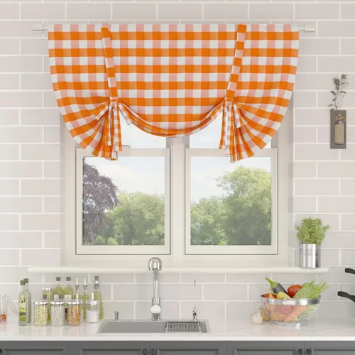 Vista 232 de Cenefas de cortina para ventana de 16 pulgadas de largo, 2 paneles de cuadros búfalo, cortinas pequeñas con bolsillo para barra, estilo clásico