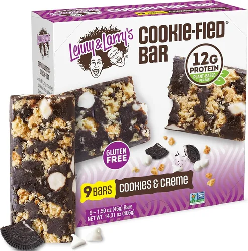Vista 5 de Lenny & Larry’s Paquete de Variedad de Barras de Proteínas con Sabor a Galleta – 4 Sabores – 8 x 45 g de Barras de Proteínas Veganas – Snacks Altos
