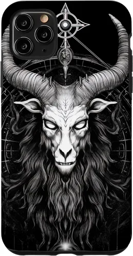 Vista 11 de iPhone 15 Baphomet Ocultista espeluznante gótico cabeza de cabra Satánico Diablo caso