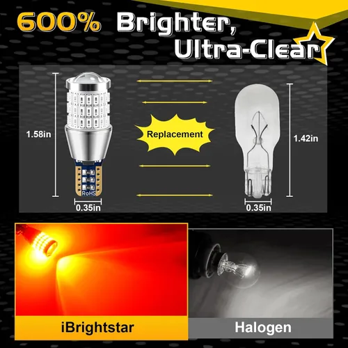 Vista 2 de iBrightstar - Las más novedosas luces de freno intermitentes estroboscópicas de 9 a 30 V, 912, 921, W16W, T15, 906, focos LED con lente. Rojo