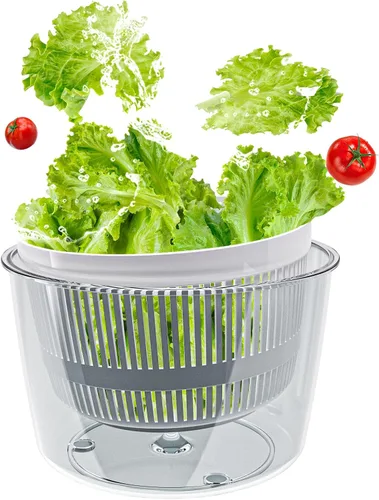 Vista 8 de Cambom Centrifugadora de Ensalada Centrifugadora de Lechuga, Lavar, Centrifugar y Secar Verduras para Ensaladas, Lavadora de Verduras Secadora