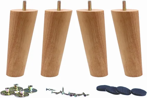 Vista 10 de Juego de 4 patas de repuesto de madera maciza para sofá y sofá de 4 Slant- Juego de 4
