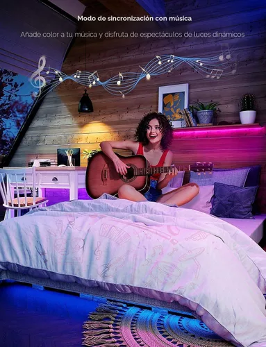 Vista 4 de Tira de luces LED WiFi inteligente funciona con Alexa, Google Home; 16.4 pies, 32.8 pies; 5050 LED, 16 millones de colores, aplicación de teléfono