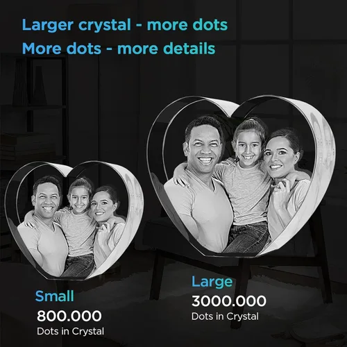 Vista 3 de Foto de corazón de cristal, regalo personalizado con tu propia foto, imagen grabada con láser 3D, regalo personalizado de cristal, regalo único