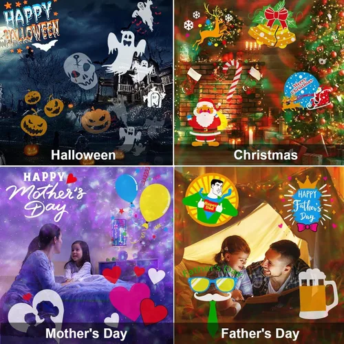 Vista 5 de Luces de proyector de decoraciones de Halloween más brillantes, proyectores navideños actualizados 2026, proyector de Navidad con 19 diapositivas
