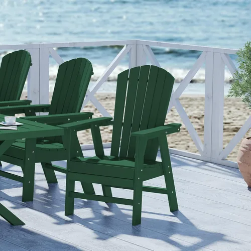 Vista 12 de WestinTrends Malibu Outdoor Patio HDPE Adirondack Silla de comedor para patio, color negro