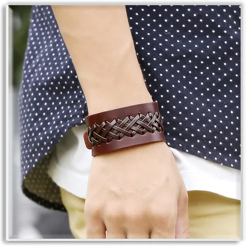 Vista 2 de Xusamss Pulsera de cuero trenzado vintage punk rock