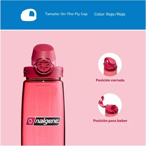 Vista 2 de Nalgene On The Fly Bota de Agua sin BPA - Tapa de Reemplazo Rojo remolacha/rojo