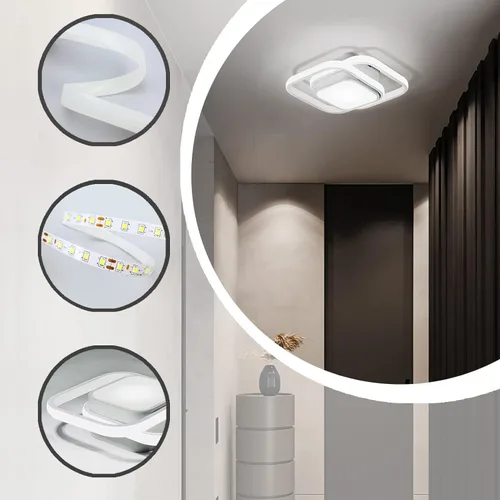 Vista 9 de Lámpara de techo LED con sensor de movimiento de 12.6 pulgadas para interiores, 36 W 6000 K, lámpara de techo blanca de montaje empotrado moderna