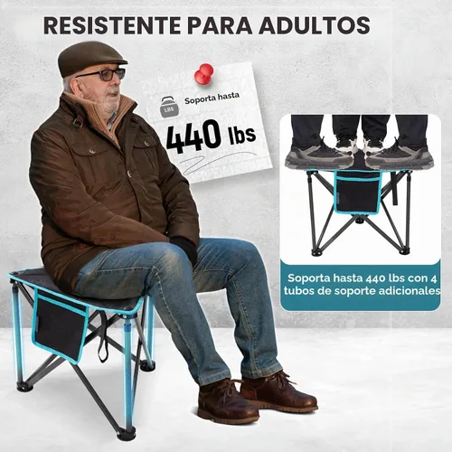 Vista 4 de FUNDANGO Taburete trípode plegable, silla de pesca portátil ligera con asiento acolchado grueso, 440 libras, sillas de campamento al aire libre