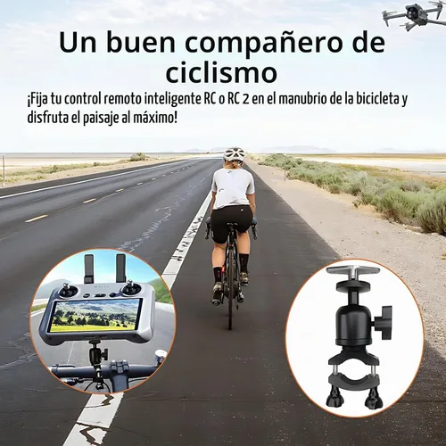 Vista 4 de Soporte de bicicleta para Mini 4 Pro/DJI Neo RC2 Soporte de manillar de bicicleta compatible con DJI Mini 3 Pro/Air 2s/Mavic 3 Drone Bike Aluminu