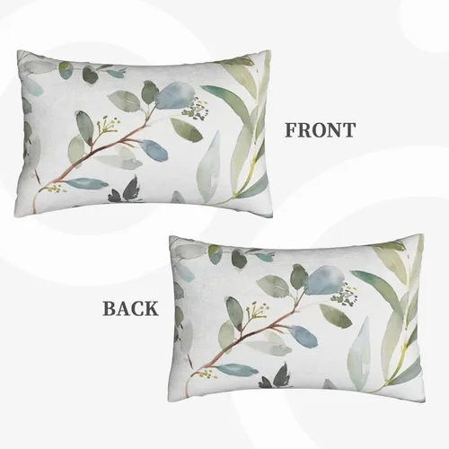 Vista 4 de Funda de almohada de hoja de planta verde, funda de almohada suave de 14 x 20 pulgadas, duradera, de fácil cuidado, decorativas, fundas protectoras