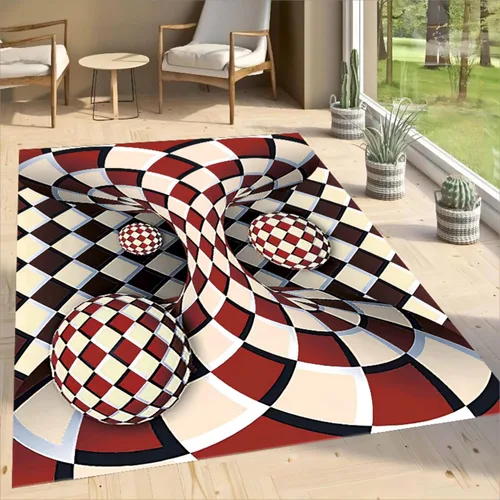 Vista 15 de Alfombra abstracta 3D de 3 x 4 pies, alfombra contemporánea con estampado de rayas irregulares, alfombra grande lavable para sala de estar