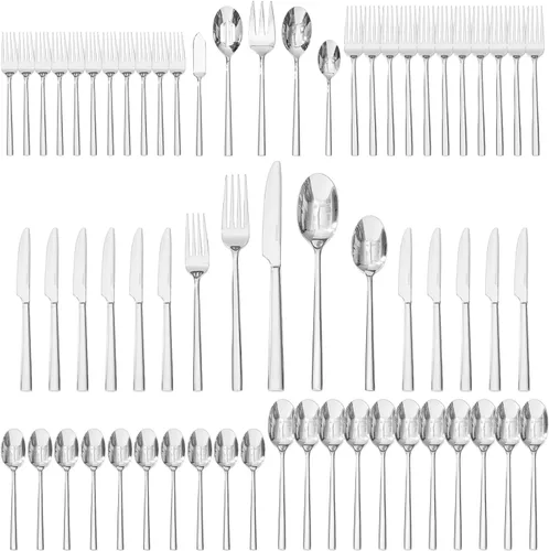 Vista 13 de Juego de cubiertos negros KINGSTONE, juego de 20 piezas de cubertería forjada de acero inoxidable premium, servicio para 4, para cocina, hogar
