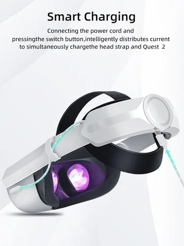Vista 5 de SINBEAUTIES Elite Strap - Batería integrada de 6000 mAh compatible con OculusMeta Quest 2, fuente de alimentación de carga rápida puede equilibrar