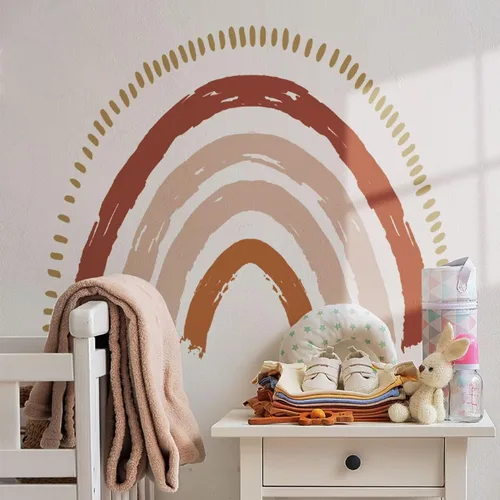 Vista 6 de funlife Calcomanías de pared grandes de arco iris boho para despegar y pegar, autoadhesivas, calcomanías de pared de corazones para decoración