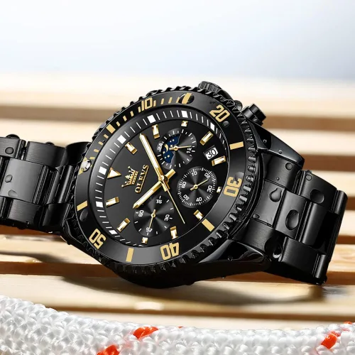 Vista 2 de OLEVS Watches for Men Classic with Date Business Dress Luxury Big Face GreenBlackBlue Waterproof Luminous Mens Wristwatch Analog Two Tone Stainless