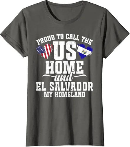 Vista 5 de Traje salvadoreño para hombre y mujer, camiseta de El Salvador con la bandera de Estados Unidos, Negro -, Pequeña