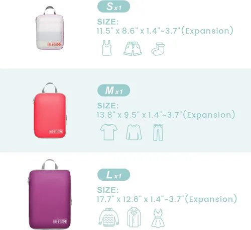 Vista 2 de Cambond Compression Packing Cubes for Travel - Expandable Mesh Luggage Organizers Compression Packing Cubes for Carry on Suitcases Travel Essentials