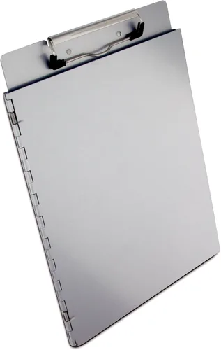 Vista 2 de Saunders - Portapapeles de aluminio reciclado con cubierta de privacidad - Tamaño carta – 22017., Aluminio, gris