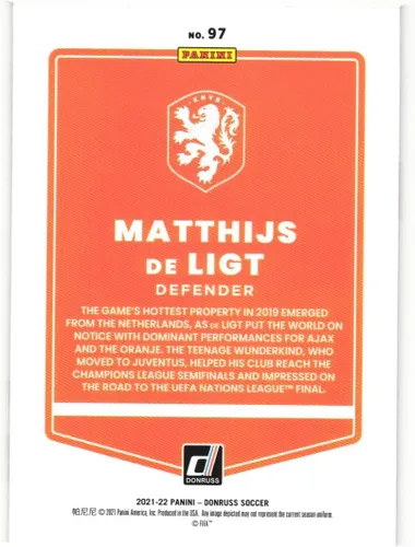 Vista 2 de MATTHIJS de LIGT 2021-22 Panini Donruss Camino a la Copa Mundial de la FIFA Qatar 2022#97 Carta de fútbol Países Bajos FC Bayern Múnich