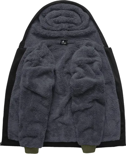 Vista 9 de SCODI Sudaderas con capucha para hombre, forro polar pesado, cremallera completa, forro de sherpa grueso, chaqueta con capucha