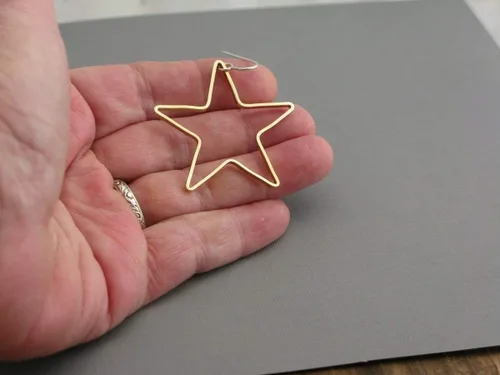 Vista 4 de Large star gold brass hoop earrings cowgirl western southwestern dangle earrings for men women