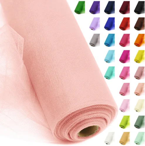 Vista 19 de Rollos de tela de tul, 54 pulgadas por 10 yardas (30 pies), cinta de tul para decoración de fiestas de boda, rollo de tela transparente en bobina