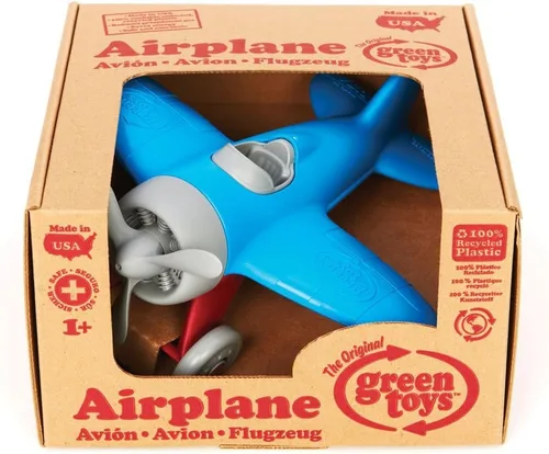 Vista 3 de Green Toys – Avión de juguete – Libre de BPA y ftalatos, color azul, juguete de transporte aéreo para introducir conocimientos aeronáuticos, mejorar