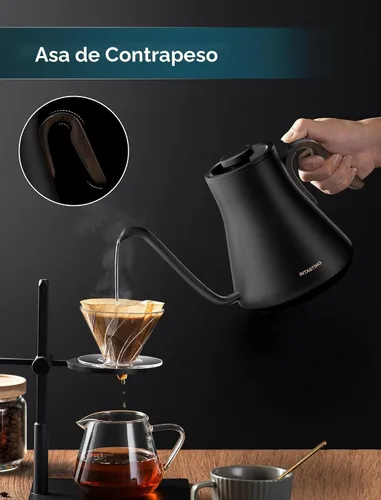Vista 2 de INTASTING Hervidor Eléctrico, Hervidor Eléctrico de Cuello de Ganso, Control Preciso de Temperatura de ±1℉, Interior de Acero Inoxidable, Negro ónice