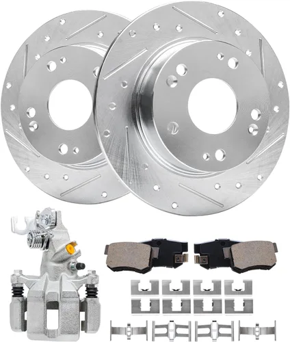 Vista 41 de Detroit Axle - Rotores de freno para Ford 2013-2019 Explorer Taurus Flex Lincoln MKT MKS, rotores de freno de disco ranurados perforados de repuesto
