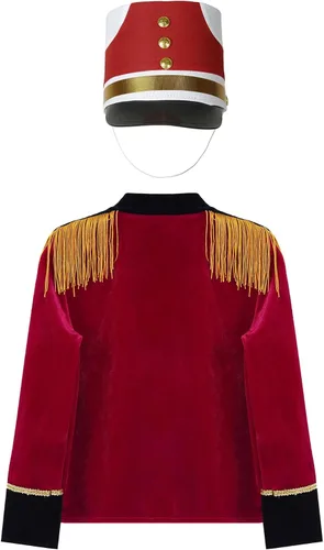 Vista 4 de JEEYJOO Chaqueta unisex de manga larga con cremallera frontal con borlas y banda de marcha, uniforme de Majorette