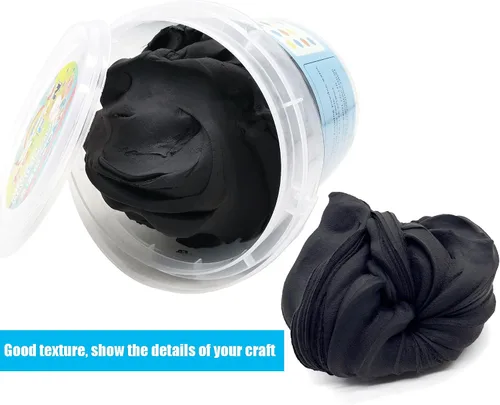 Vista 3 de Arcilla de modelado Air Dry de 10.5 onzas, arcilla mágica ultra ligera, suave, sin grietas, colores primarios para adultos y niños, kit de Negro