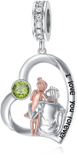 Vista 66 de PROESS Dije para padre, madre e hija, pulsera de plata de ley para pulseras, regalos de cumpleaños, día de San Valentín, para hija, madre, amante