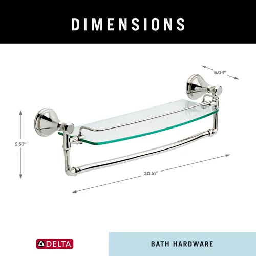Vista 2 de Delta Faucet Cassidy. Estante de vidrio con barra, de 24 pulgadas., 79710-PN
