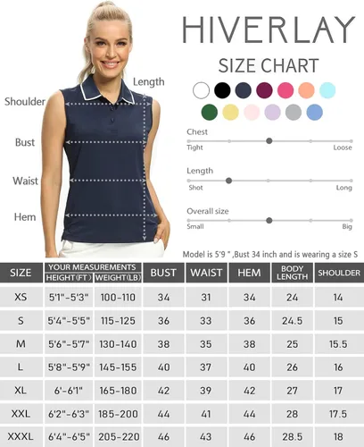 Vista 6 de Camisetas tipo polo para mujer, sin mangas, para golf, tenis, UPF 50+, ligeras