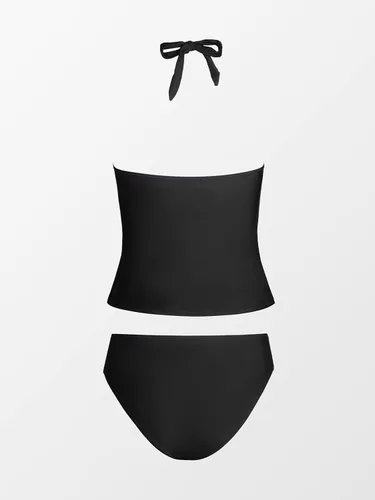 Vista 5 de CUPSHE Conjunto de tankini de dos piezas para mujer con volantes halter espalda baja